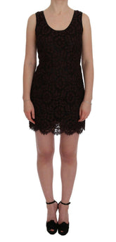 Dolce & Gabbana Bordeaux Floral Lace Ricamo Sheath Dress -   -  Dolce & Gabbana.